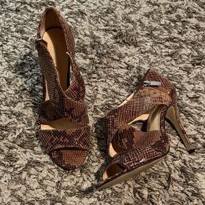Endo Angelini Brown Snakeskin Pattern High Heels